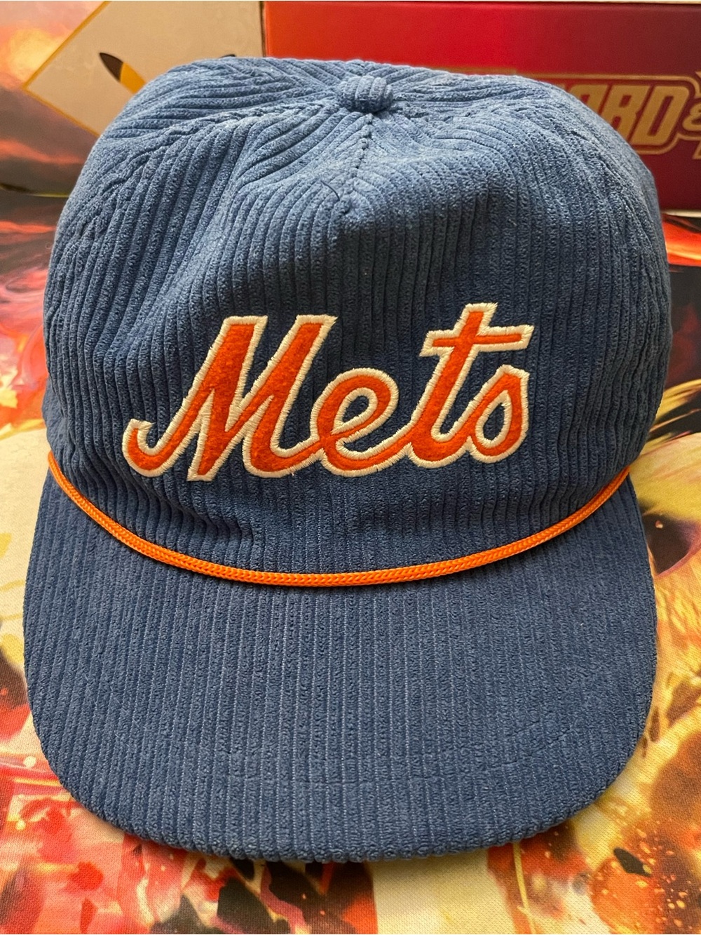 Vintage New York Mets Corduroy Snapback Hat Blue Orange MLB BDA Sports Cap OSFA